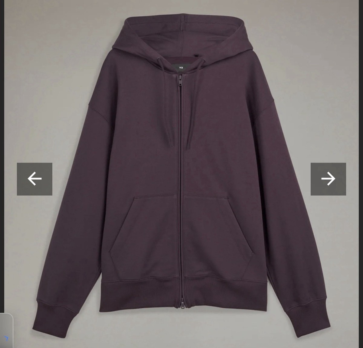 Y-3 Men's French Terry Zip Hoodie Purple IP7701 Small Heavyweight