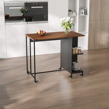 3-Tier Retro Wood Kitchen Rolling Slim Trolley Island Serving Cart Storage Unit