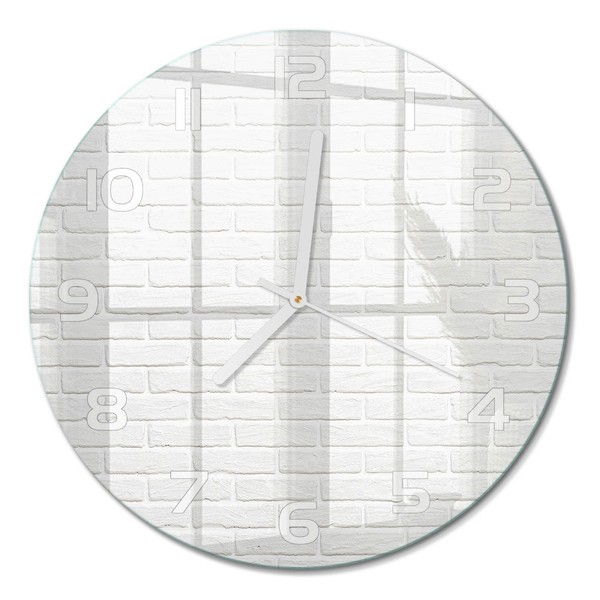 Glas-Wanduhr Aus GehäRtetem Glas Wanduhr Backsteinwand WeißE Zeiger Fi30 Cm-image