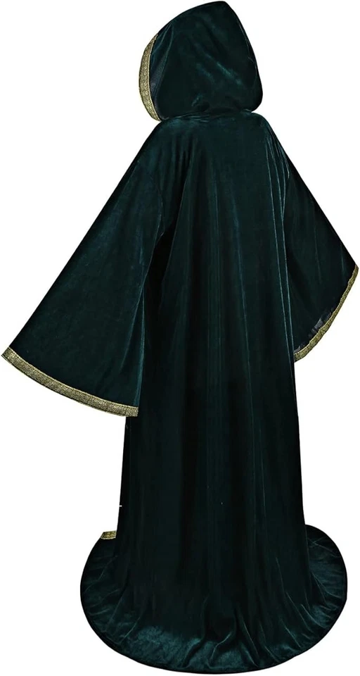 Bata de mago de terciopelo con capucha y mangas Halloween elegante genial disfraz de disfraces... Foto 2 de 2