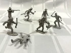 VTG 1960's Marx Alamo Davy Crockett 7 Grey Frontiersman Plastic Play Figures