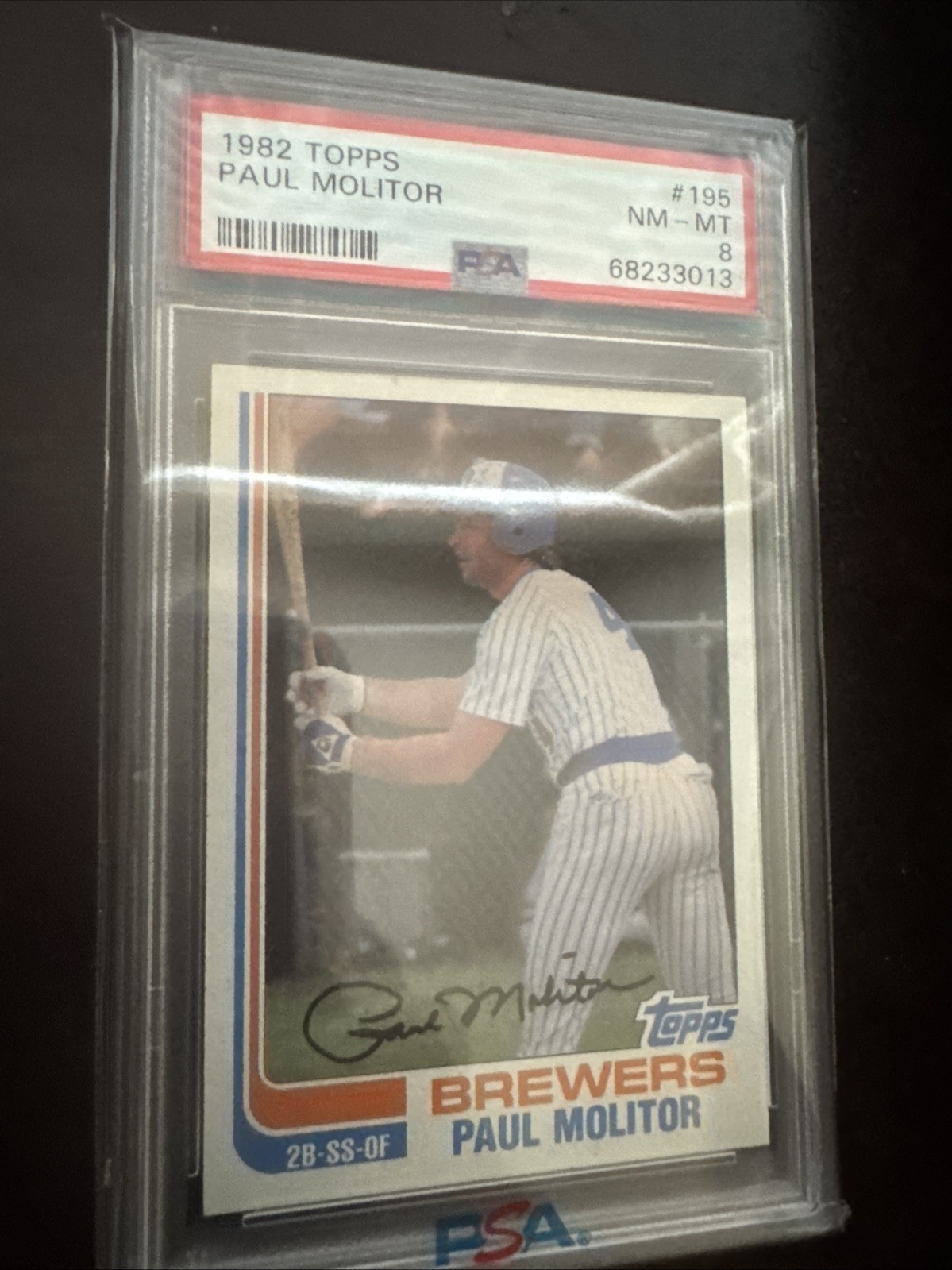 1982 TOPPS #195 PAUL MOLITOR PSA 8