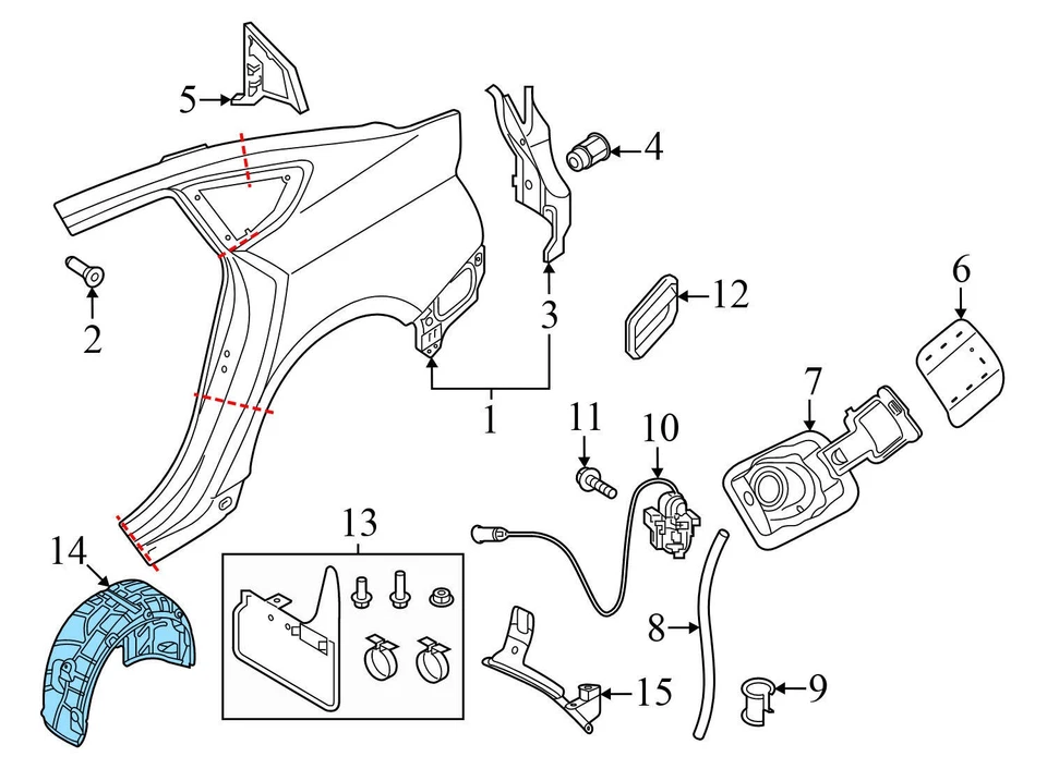 Audi RS5 2019 Sportback - guardabarros trasero derecho forro/cubierta de carcasa de rueda Foto 3 de 4