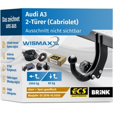 ANHÄNGERKUPPLUNG für Audi A3 8V7 Cabrio 16-20 starr BRINK +7polig E-Satz ECS