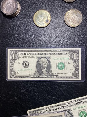   1985 ERROR NOTE  $1 DOLLAR BILL UNC MISSING INK SERIAL NUMBER
