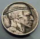 Original Period Hobo Nickel - Carved 1918-S  Buffalo Nickel
