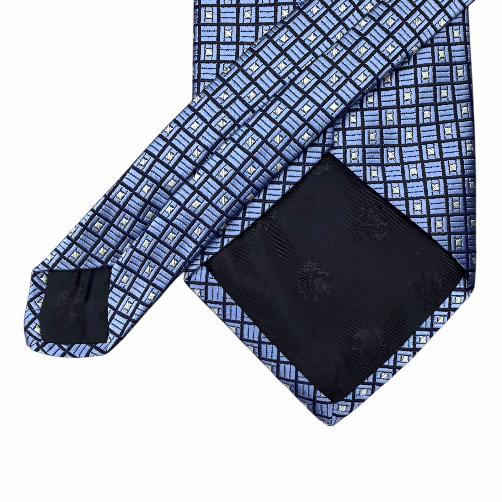 Brooks Brothers 346 NEW Men's Tie Blue Geometric Squares Satin Silk 3 7/8" x 59" thumbnail 4