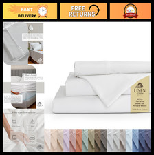 100 Cotton Percale Full Size Sheets Set, White Deep Pocket, 4 Pieces - Crisp Co