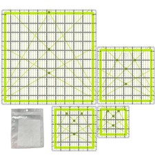 Quilting Rulers,Quilting Templates Square Ruler 3.5", 5", 6.5", 10.5" green