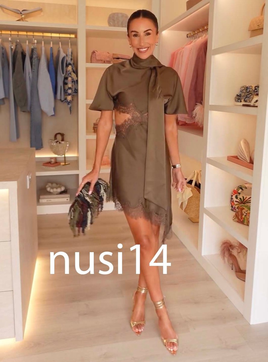ZARA NEW WOMAN ASYMMETRIC SATIN EFFECT LACE DRESS ZW MINK XS-XL