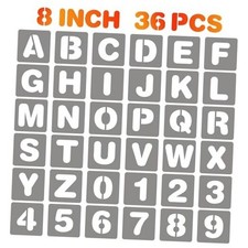 Letter and Number Stencils, 36 Pcs Reusable Plastic Alphabet Spray 8 Inch