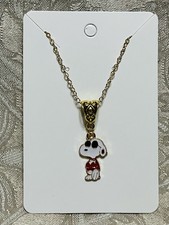Snoopy Cool Fun Gold Enamel Charm Pendant Fashion Fun Boho Gold Necklace 18  