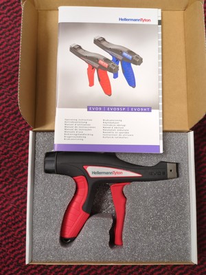 HellermannTyton Evo9 verstellbare Spannung Trennwerkzeug Ziptie Kabelbinderpistole