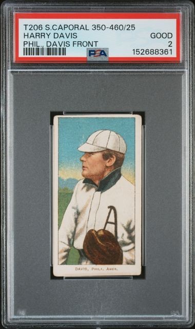 1909-11 T206 HARRY DAVIS Sweet Caporal 350-460/25 "Phil. Davis Front" - PSA 2