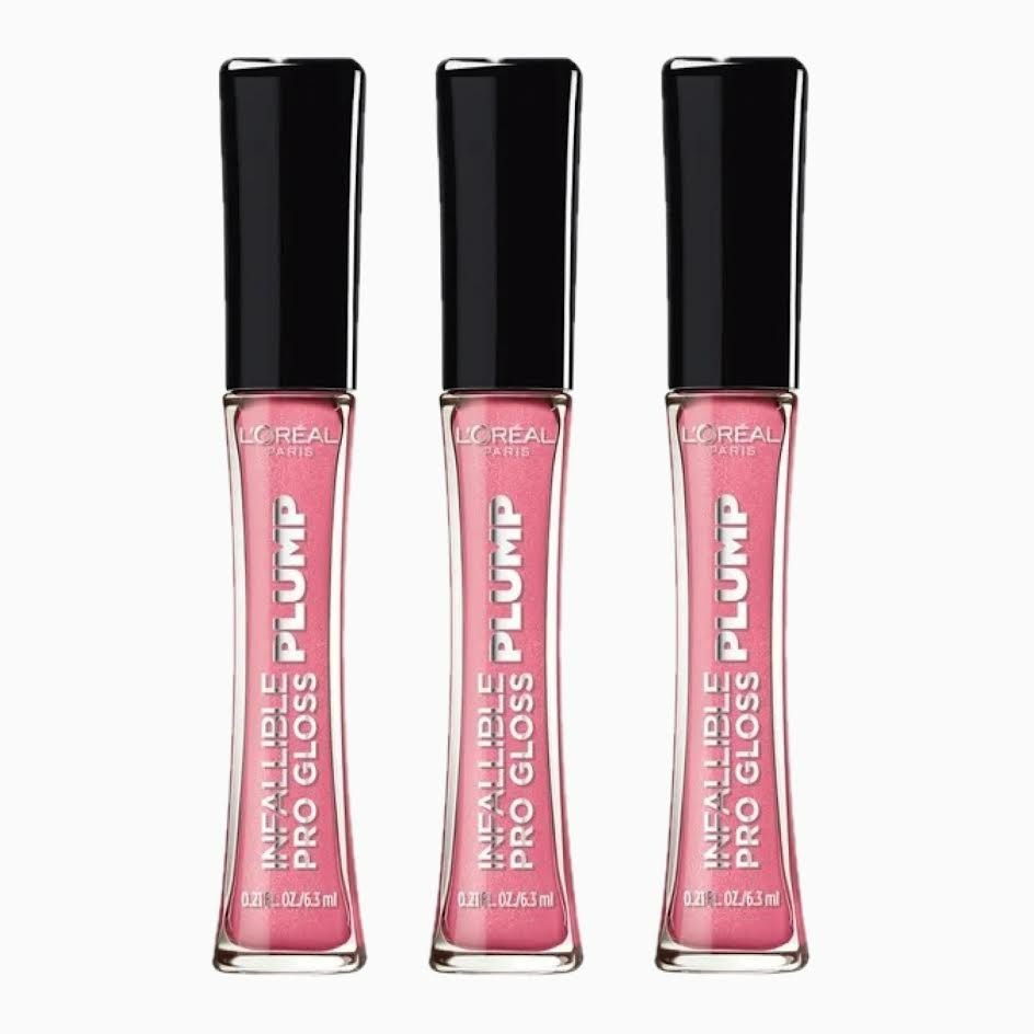 L'Oreal Paris Infallible Pro Gloss Plump Lip Gloss, 603 Blush Gleam, 3 PACK