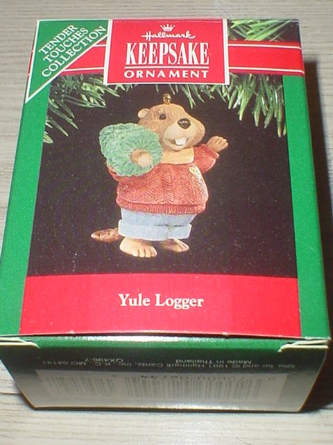 HALLMARK YULE LOGGER 1991 CHRISTMAS KEEPSAKE ORNAMENTS CUTE BEAVER TREE