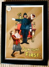 Antique Sunlight Soap framed advertising show card
