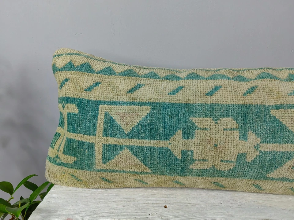 12x48 Turkish Kilim Pillow Cover - Long Lumbar Throw - Vintage Boho Cushion - Image 4 of 4