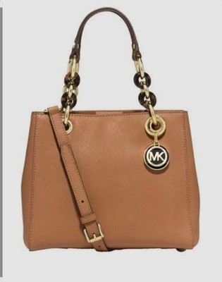Michael Kors Cynthia Small North South Satchel Bag Crossbody Peanut Tan $298