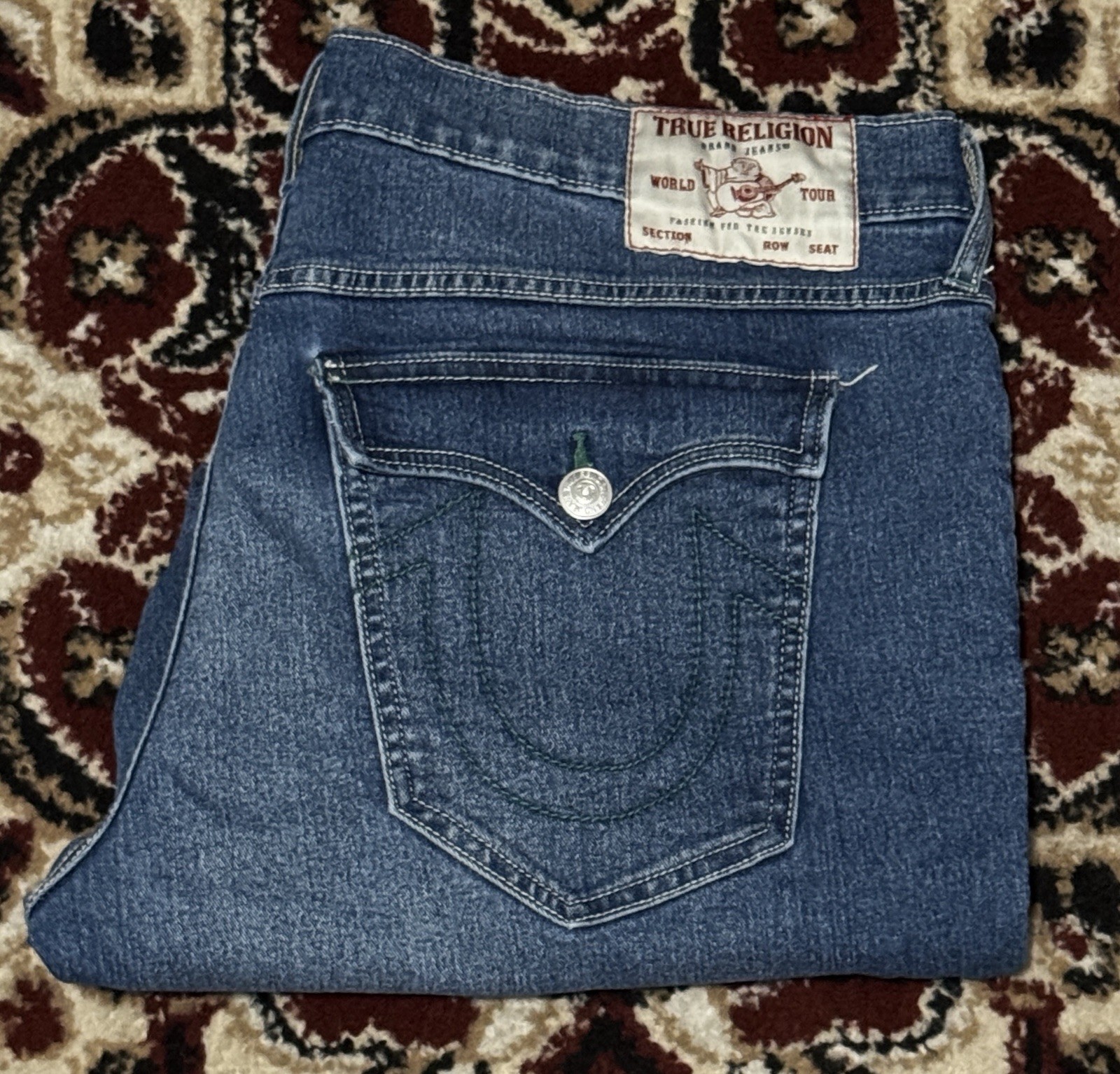 Size 40 x 32 True Religion Geno SN Flap Slim Relaxed Jeans Men's Medium Wash thumbnail 10