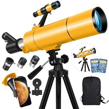 Telescope for Adults  Kids, 80mm Aperture 500mm Portable 80500-Yellow