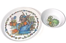 SiLite Inc Melamine Peter Rabbit Plate and Oneida Bowl Chicago 3101 Vintage READ