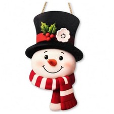 Winter Snowman Wooden Welcome Sign for Front - Red White