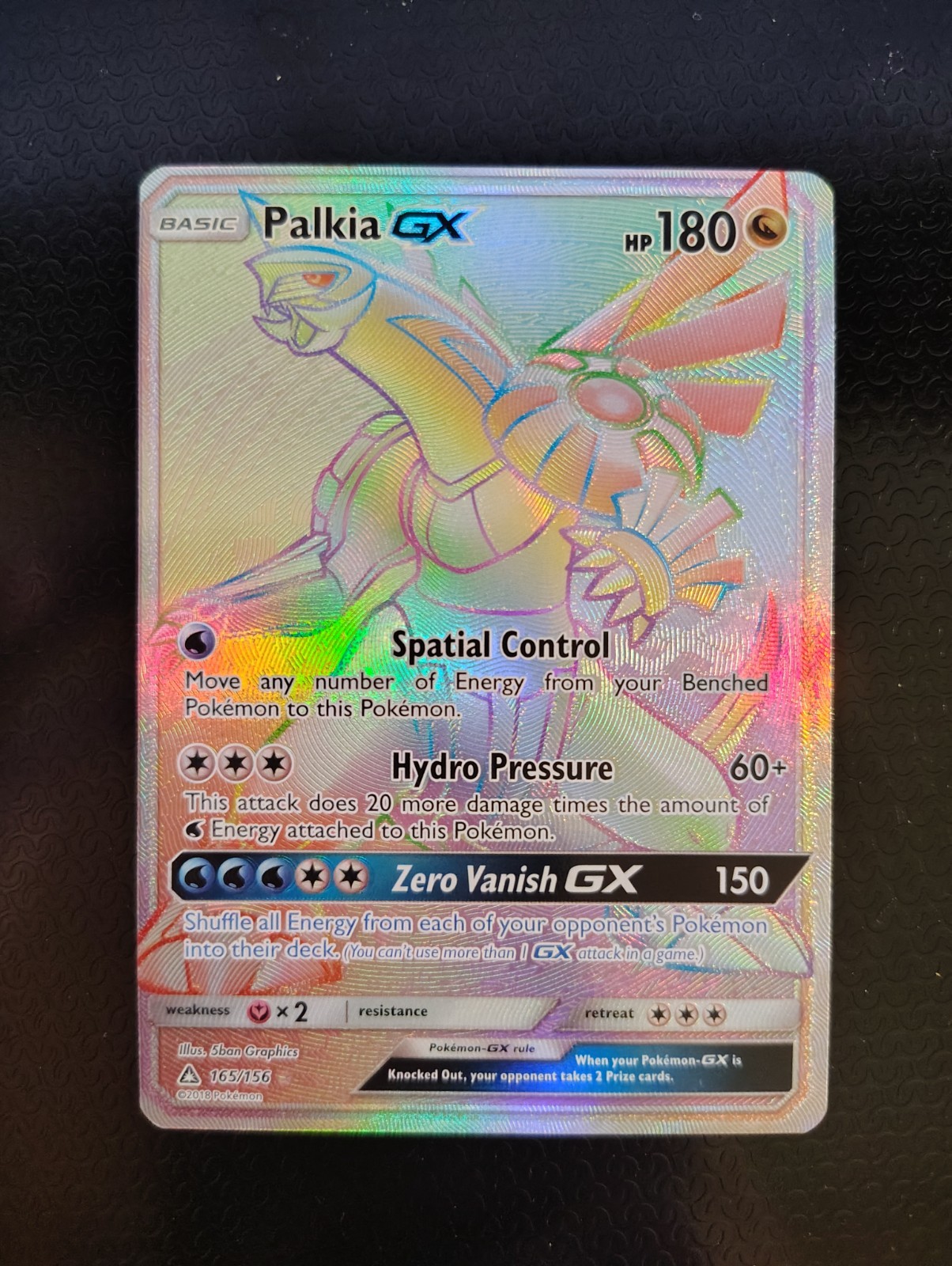 POKEMON Palkia GX 165/156 Ultra Prism Ultra Rare Secret Holo Pokemon Card NM/M