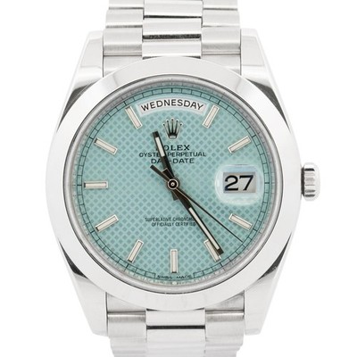 Rolex Day-Date President 40mm 950 Platinum GLACIER BLUE MOTIF Smooth 228206 BOX
