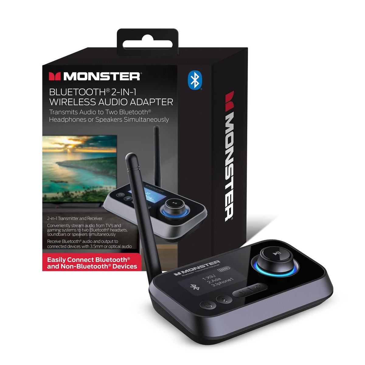 Monster Bluetooth Transmitter Receiver, 2-in-1 Bluetooth Audio