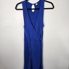 Old Navy A-Line Dress Blue Solid Sleeveless Surplice Pullover Knee Length Small