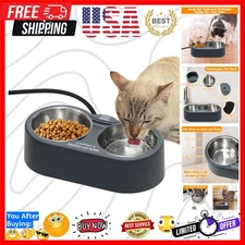 Heated Cat Bowl, Outdoor Heated Pet Bowls with Double Stainless Steel Bowl 24...