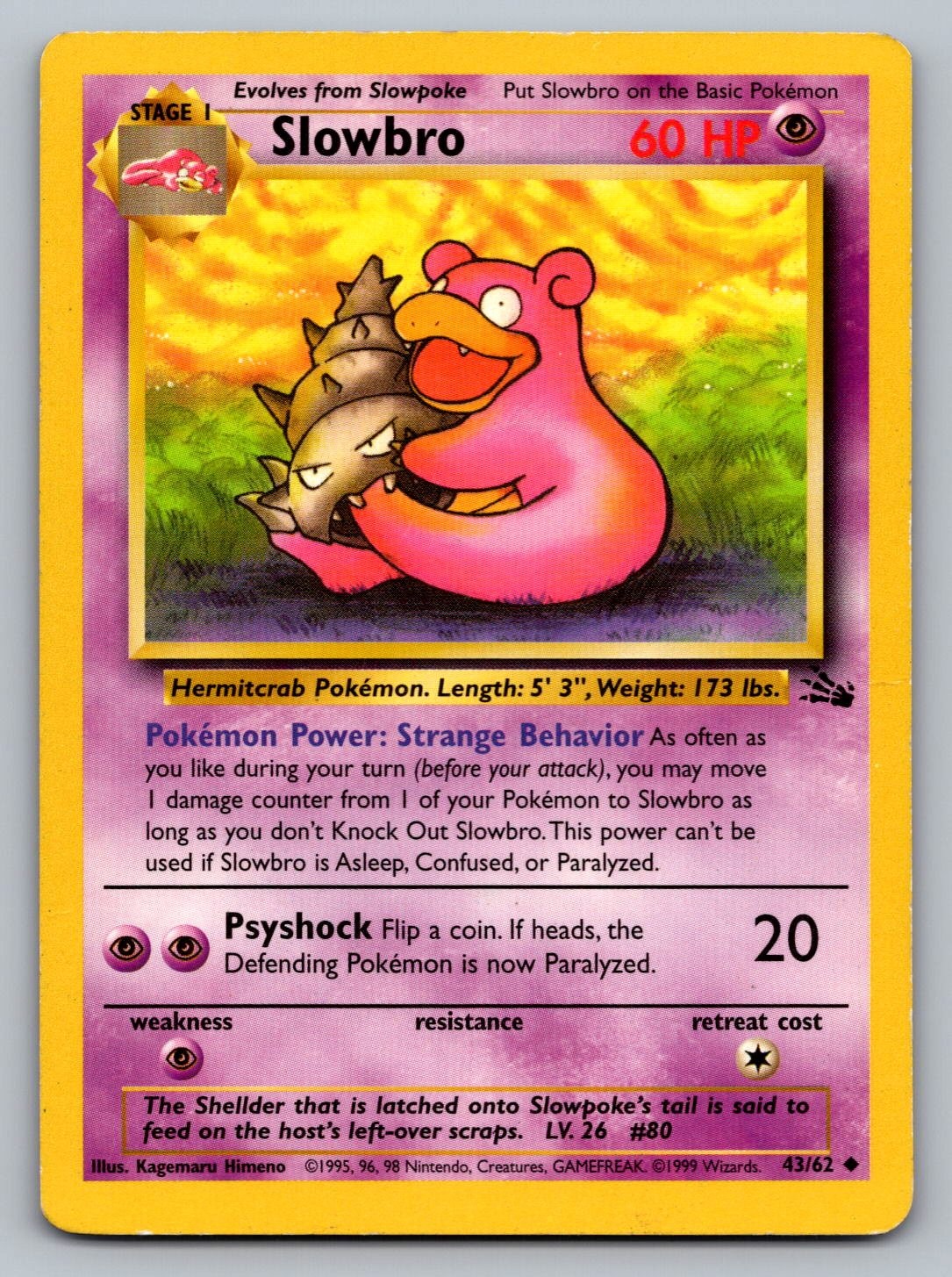 Pokemon TCG Fossil Slowbro 43/62