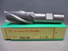 E.C 8% Cobalt Single H.S. End Mill 4 Flute 1" x 3/4" Item #EMR 432D  Japan