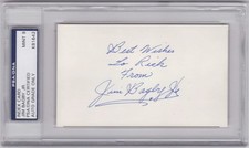 Jim Bagby Jr. Boston Red Sox Index Card PSA DNA Auto 9 1946 World Series 2t AS
