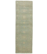 Hand-Knotted Muted Aqua Blue Floral Oriental Runner Rug Home Decor Carpet 3X8 ft