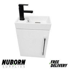 Compact Wall Hung Vanity Unit with Basin - Modern Bathroom Sink Cabinet