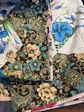 Cotton FLORAL Paisley OOAK Handmade QUILT 62 x 68 Pieced Sewn BLUE Ivory Green