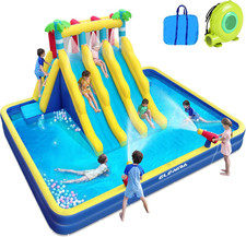 Inflatable Water Slide for Big Kids, 20.66X16.4Ft W/Large Double-Layer Pool, Bou