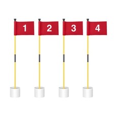 KINGTOP 3 ft Yellow Golf Flagstick Sets with Number 1 to 4 Flags, 4 Pack