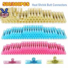 22-10AWG Heat Shrink Butt Wire Splice Connectors Seal Crimp Terminals 400/300pcs