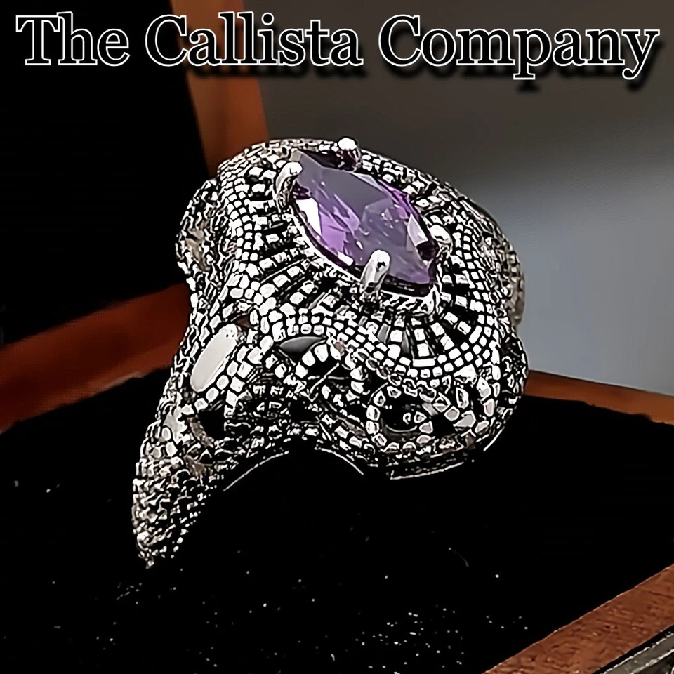 9.7K+ Vendido ANILLO CIRCONITA CÚBICA ACABADO ANTIGUO ESTILO BOHEMIO CALLISTA CO 0.95 CT TALLA 6-9 Foto 2 de 4