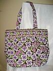 Vera Bradley NWOT Plum Petals Three Pocket Tote Shoulder Bag purple green #187a