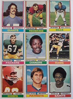 1974 Topps Vintage Football Card Lot (9 ct) Deacon Jones & More!