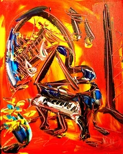 PIANO MUSIC  MODERN ABSTRACT ORIGINAL   FINE ART Painting IMPRESSIONIST KAZAV