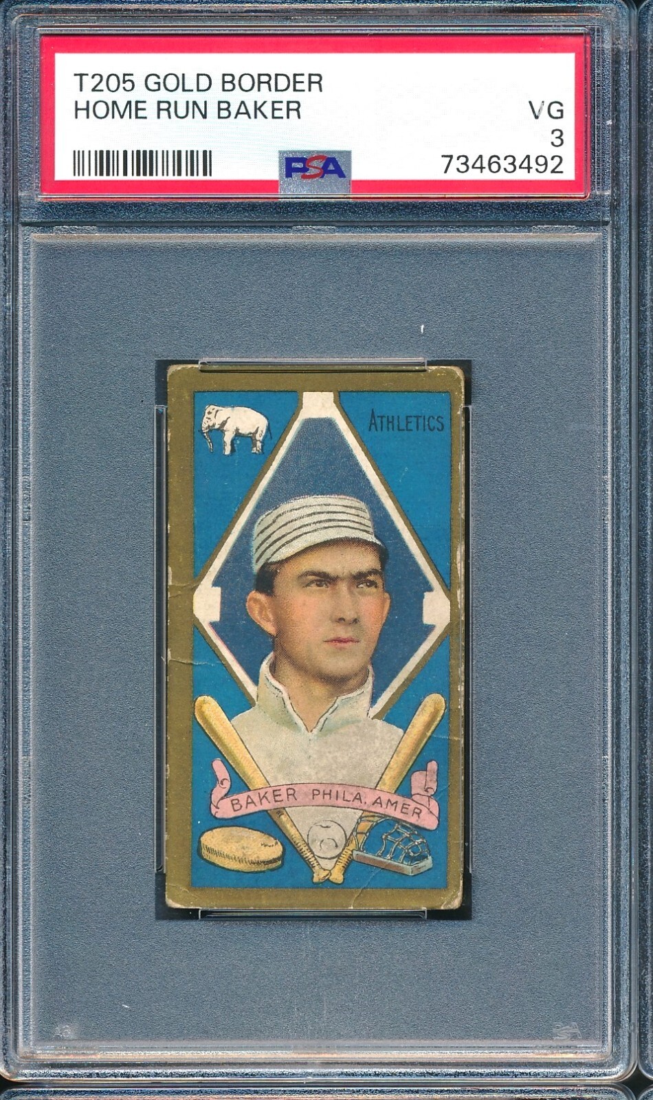 1911 T205 Piedmont: HOME RUN FRANK BAKER Philadelphia Athletics HOF ~ PSA 3