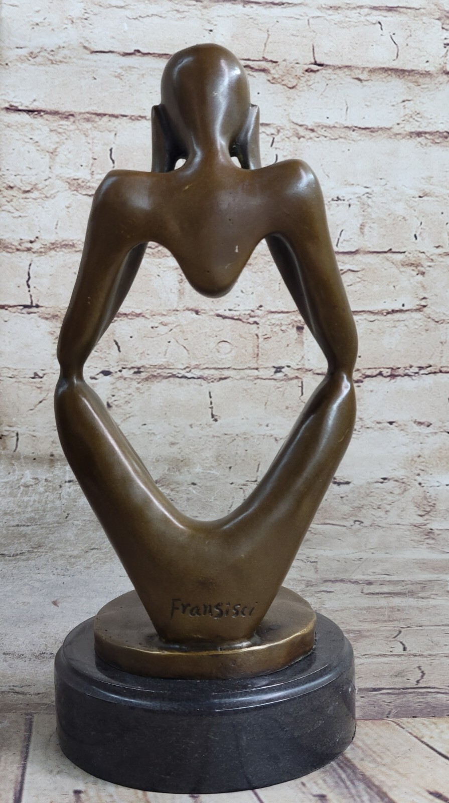 "Not Listening" Modern Art Signed Lost Wax Bronze Casting Mounted on Marble Base