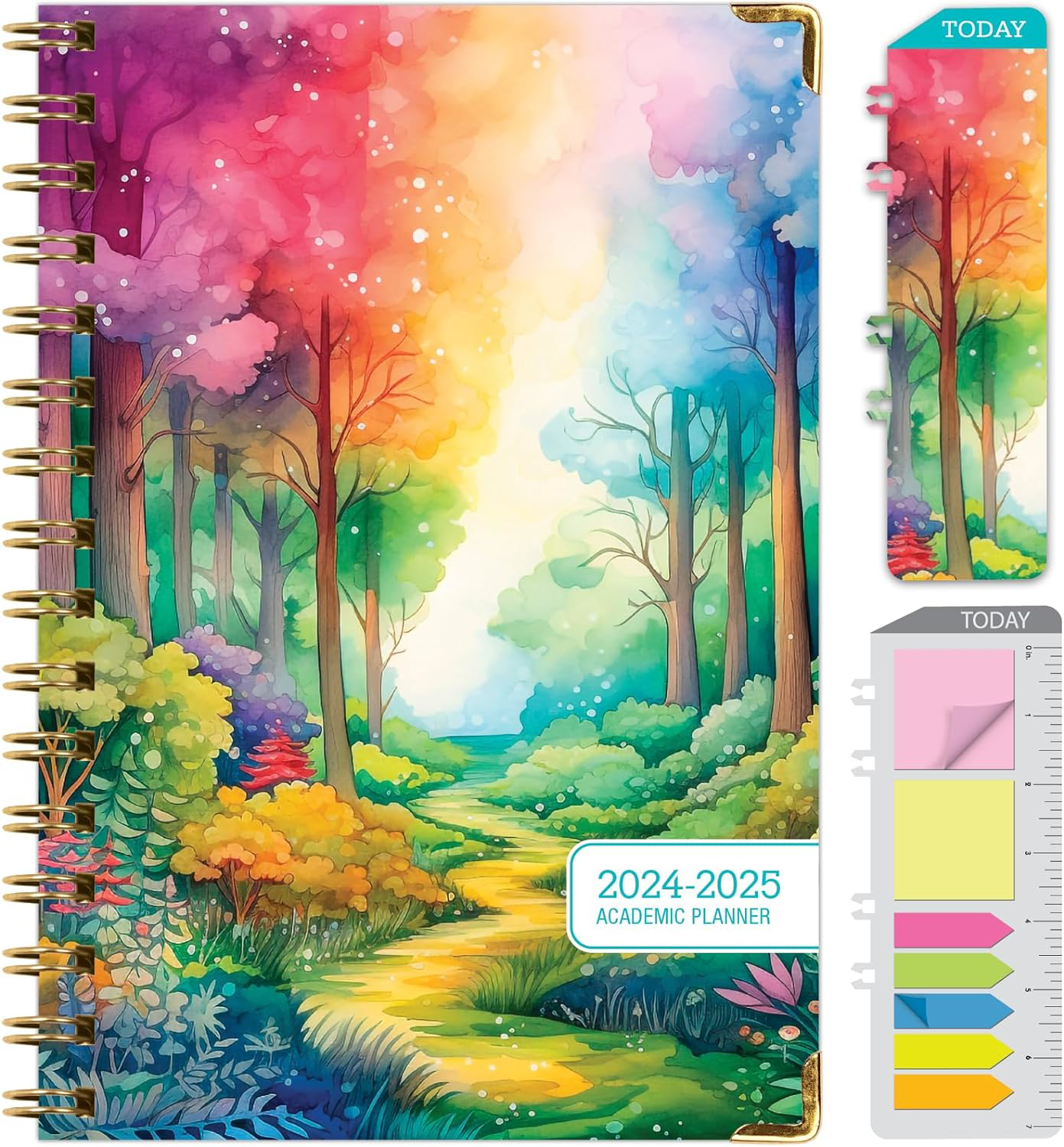 2024-2025 5.5x8 Hardcover Planner with Daily Weekly Monthly Layout and Sticky Notes Set  -image