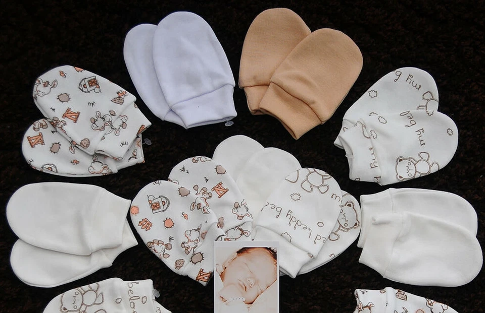 Baby Fäustlinge Kratzfäustlinge Erstlingshandschuhe Weiß Beige Fäustel Rosa