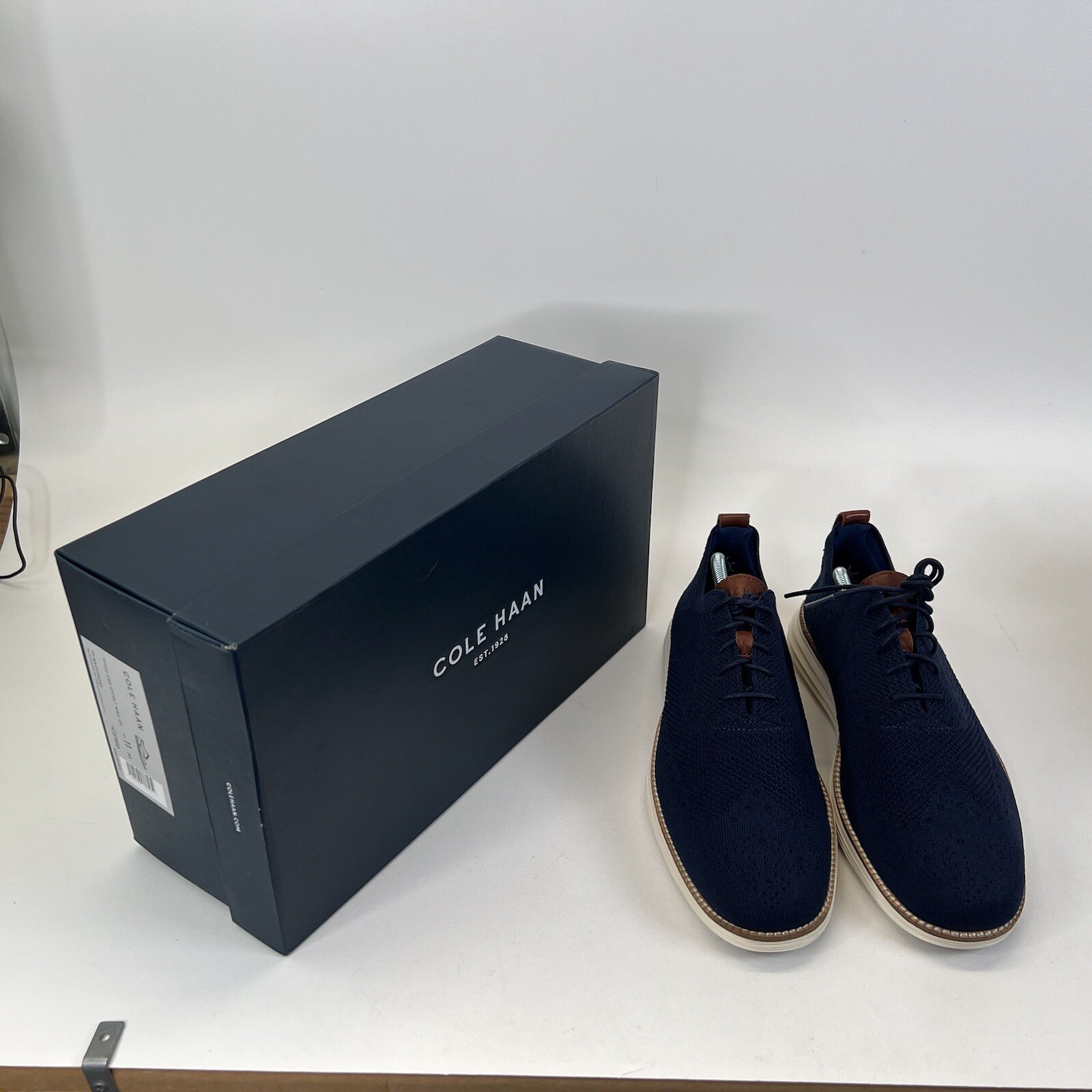 COLE HAAN C27960 Original Grand Stitchlite Knit Wingtip Oxfords NAVY/IVORY Sz 11